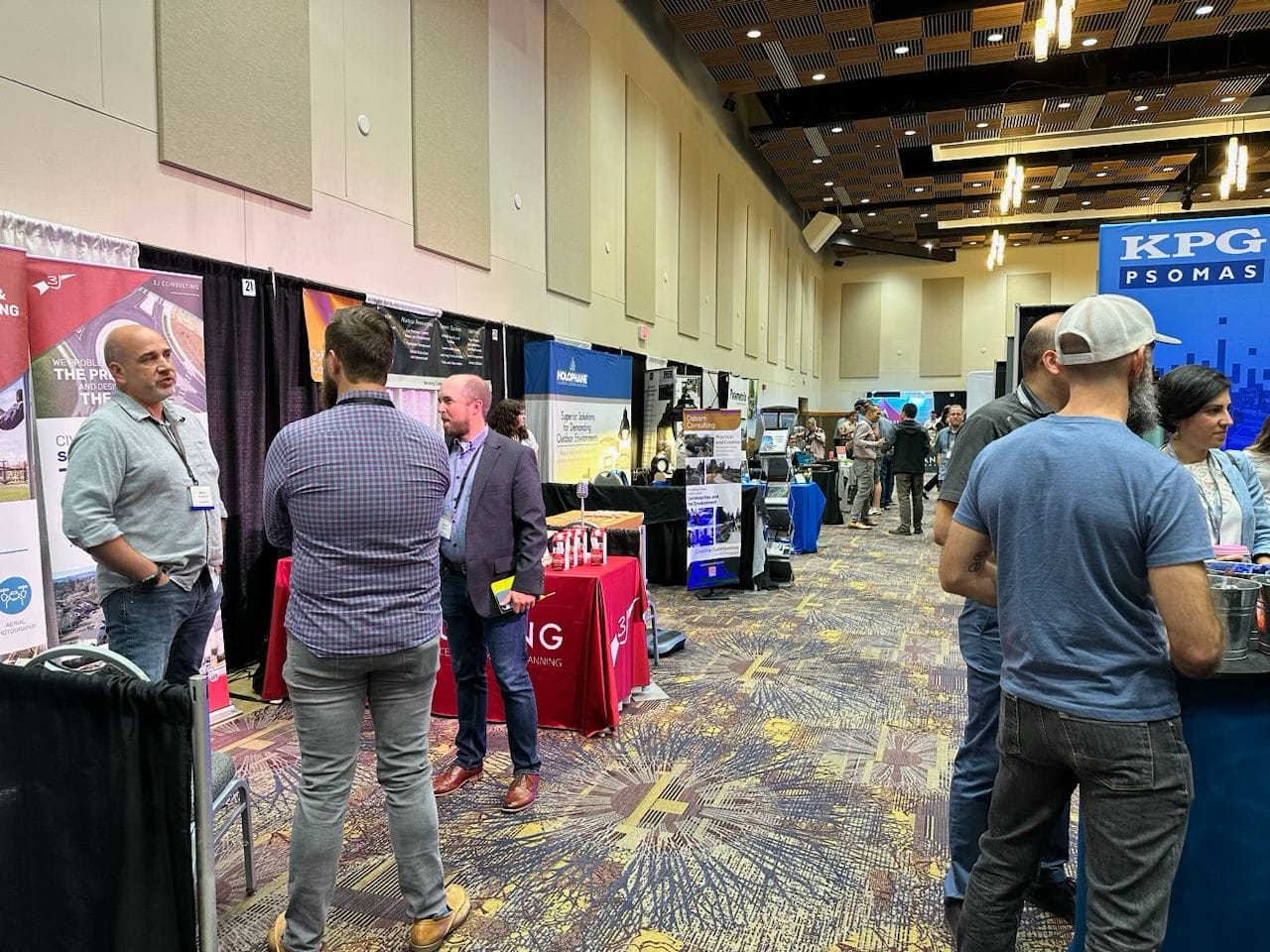 People networking at a business expo event.