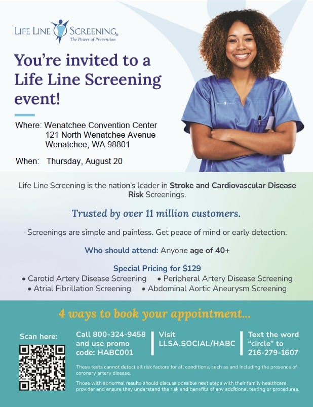 Life Line Screening event flyer with nurse